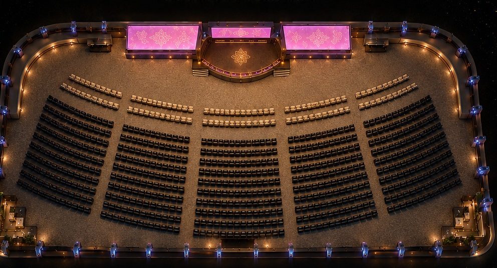 Seating layout of the Advaitaa Ballroom with the panoramic LED stage
